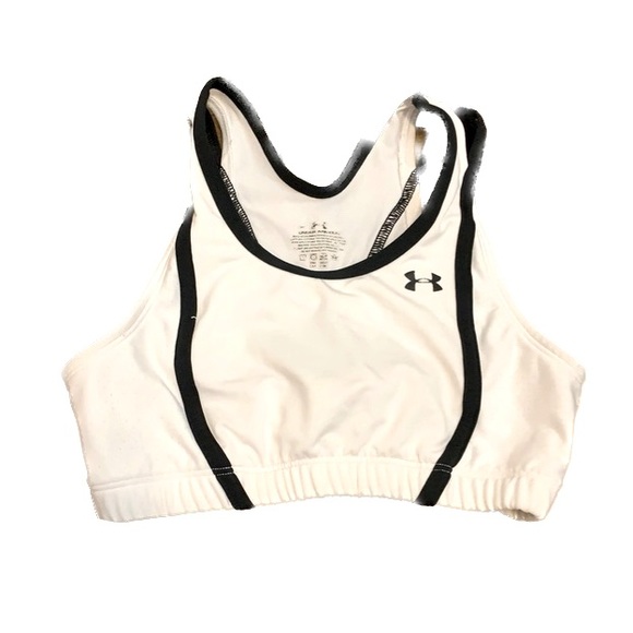 Under Armour White and Black Mid Keyhole Sports Bra, Women’s Size Large. - Picture 2 of 4